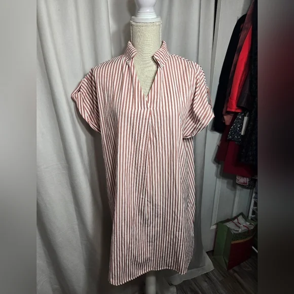 Solution Striped Collar Mini Dress Sz Small - Picture 4 of 10